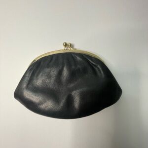 Lisa Loren Vintage Black Leather Wristlet Clutch